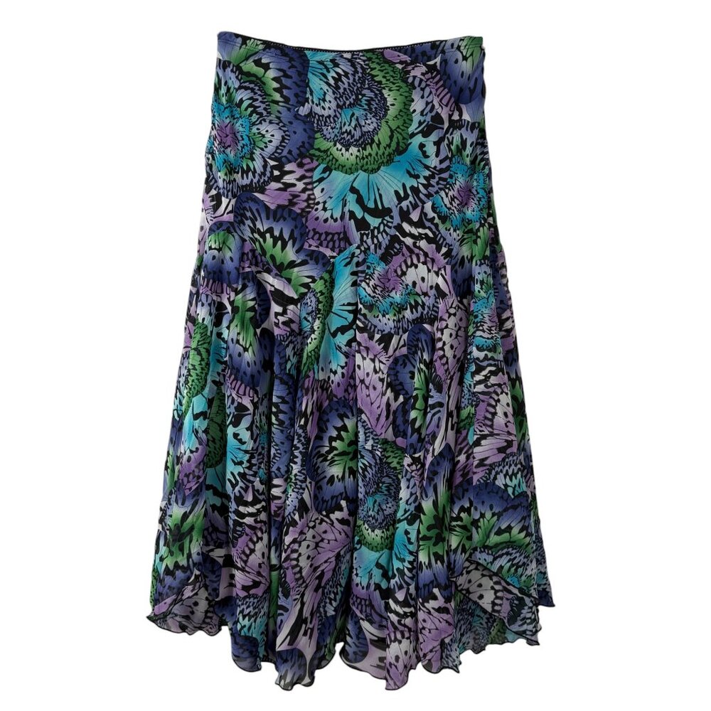 Vtg Newsworthy Drop Waist Skirt | S | Chiffon Butterfly Flowy | Fairy Whimsical